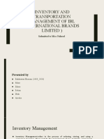 Inventory and Transportation Management of Ibl (International Brands Limited)