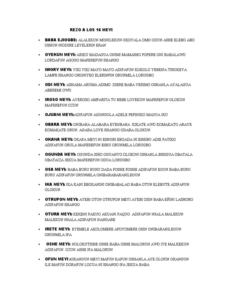 Rezo A Los 16 Meyi Ifa | PDF