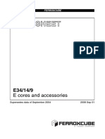 FERROXCUBE DATA SHEET FOR E34/14/9 E CORES AND ACCESSORIES