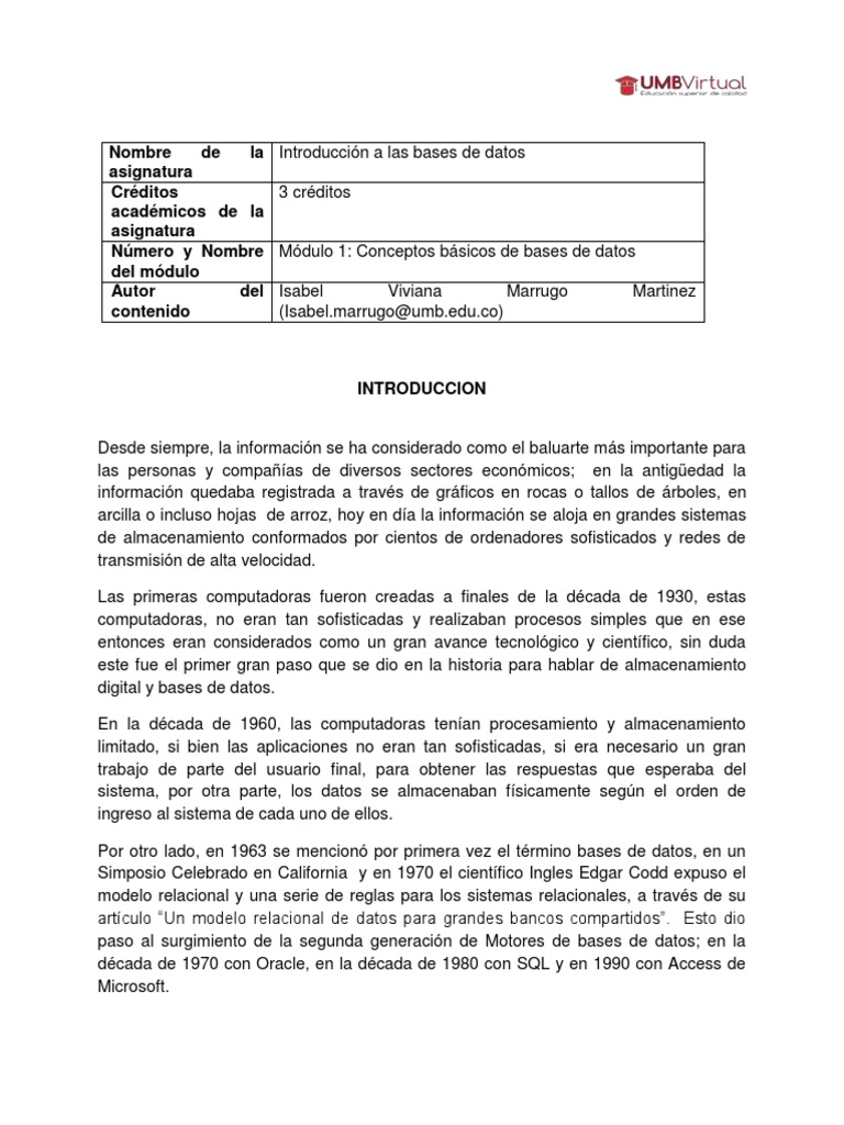 Introducción a las Bases de Datos | PDF | Tipo de datos | Bases de datos