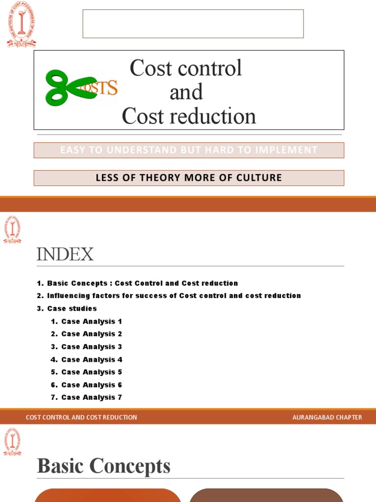 Cost Control & Cost Reduction PDF Cost Accounting Cost