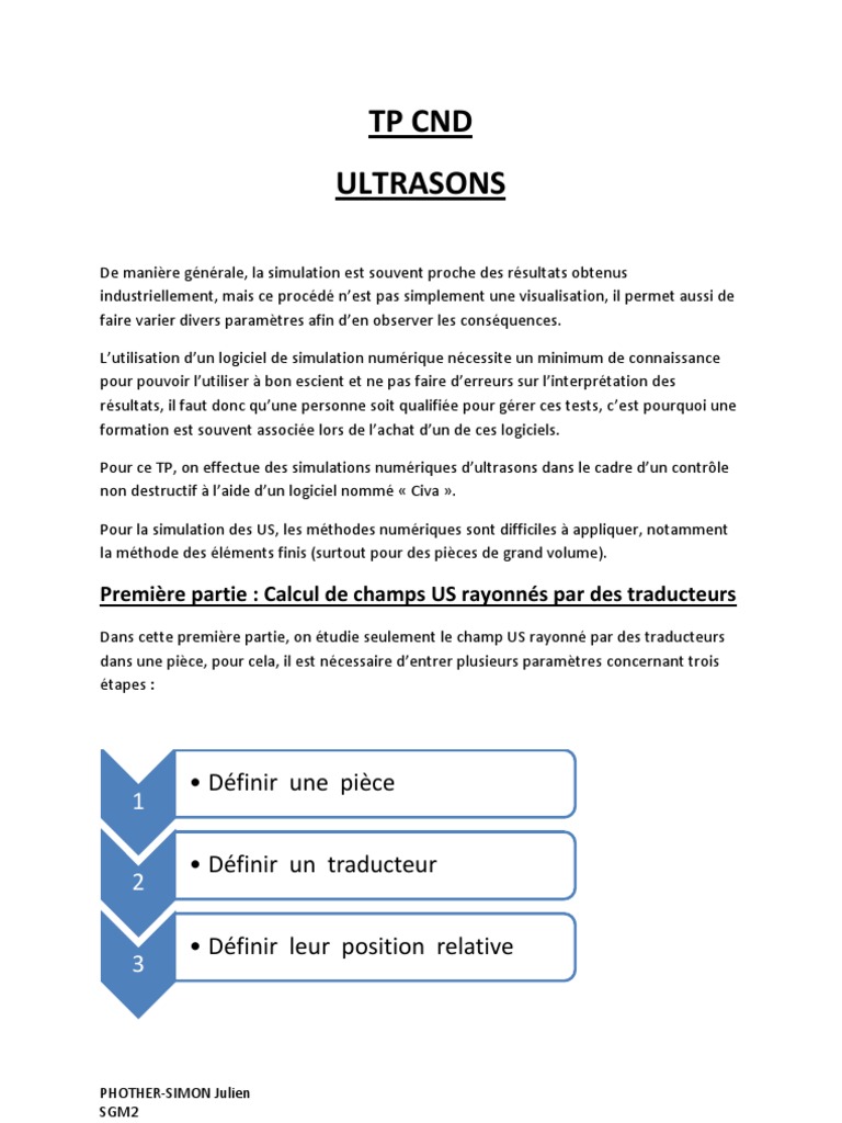 Simulation CND par ultrasons avec Civa | PDF | Contrôle non destructif ...