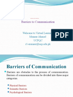 Barriers To Communication: Welcome To Virtual Learning Muneer Ahmed Ucpqc R1-Muneer@ucp - Edu.pk