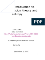 An Introduction To Information Theory and Entropy: Tom Carter CSU Stanislaus