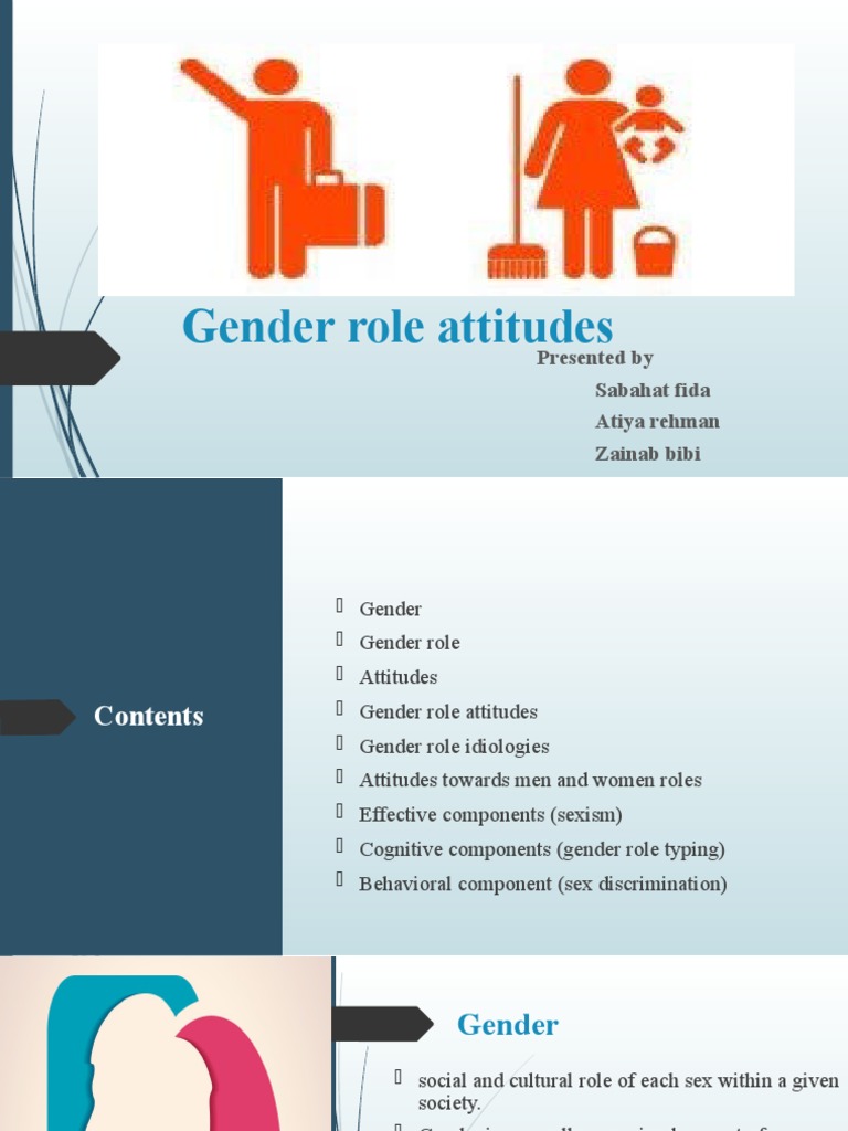 Gender Role Attitudes: Presented by Sabahat Fida Atiya Rehman Zainab Bibi |  PDF | Gender Role | Gender