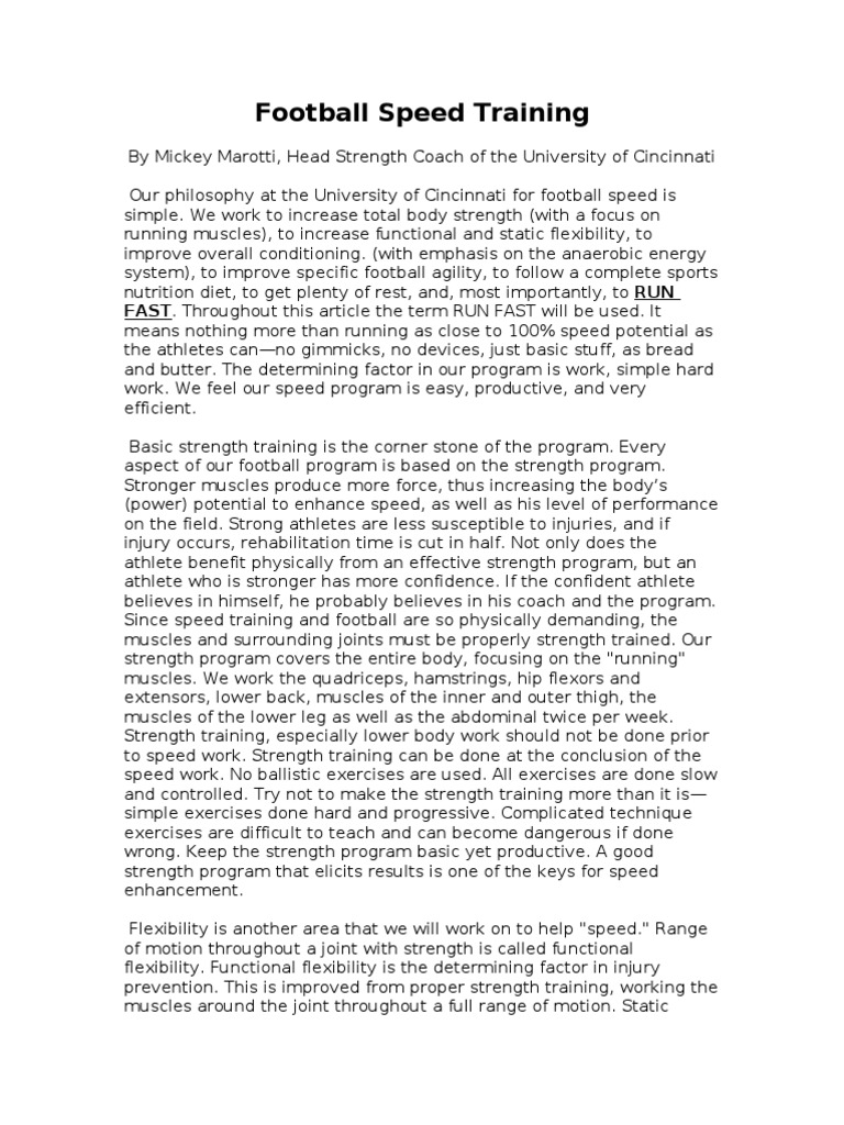 Football Speed Training PDF Flexibility (Anatomy) Strength Training