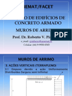 Projeto de Edifícios de Concreto Armado - Muros de Arrimo - Parte 3 - Prof. Dr. Roberto v. Pinheiro