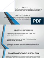 Prevención de Los Factores Asociados A La Deserción Escolar de Los Niños