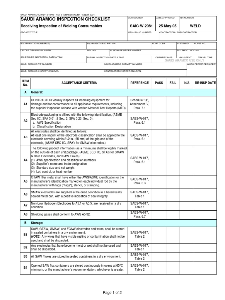 Welding Consumables Inspection Procedure | PDF | Welding | Construction
