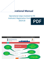 Operational Manual: Operational Steps Involved To Fill Institute's Registration Form For AY 2019-20