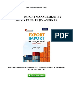 Pdfcoffee - Exim procedure - Read Online and Download Ebook EXPORT IMPORT  MANAGEMENT BY JUSTIN PAUL, - Studocu