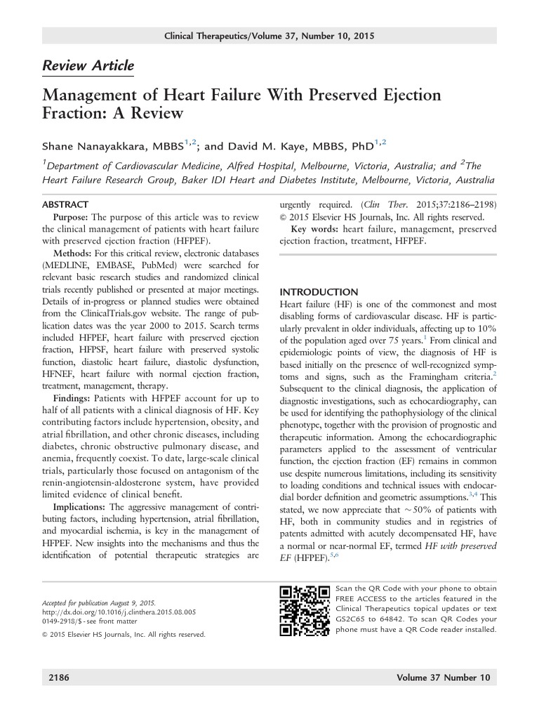 Managing Heart Failure with Preserved EF | PDF | Diastole | Heart Failure