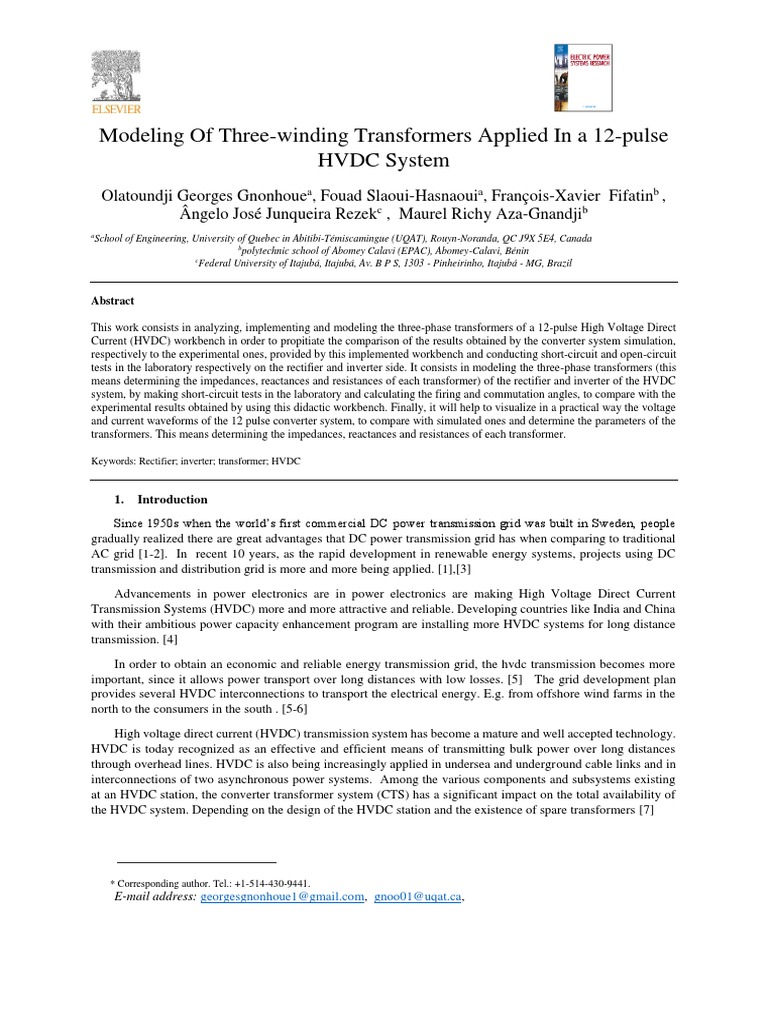 Three-Winding Transformers in HVDC Systems | PDF | High Voltage Direct ...