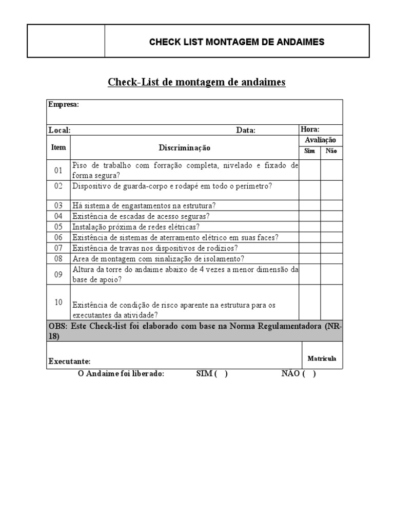 Checklist ANDAIMES | PDF