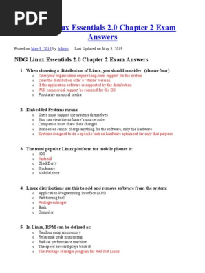 Ndg Linux Essentials 2 0 Chapter 2 Exam Answers Linux Distribution Linux