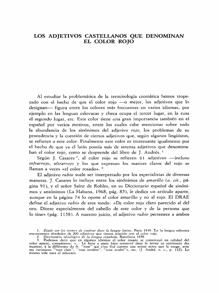 Adjetivos en español para el color rojo | PDF | Rojo | Color