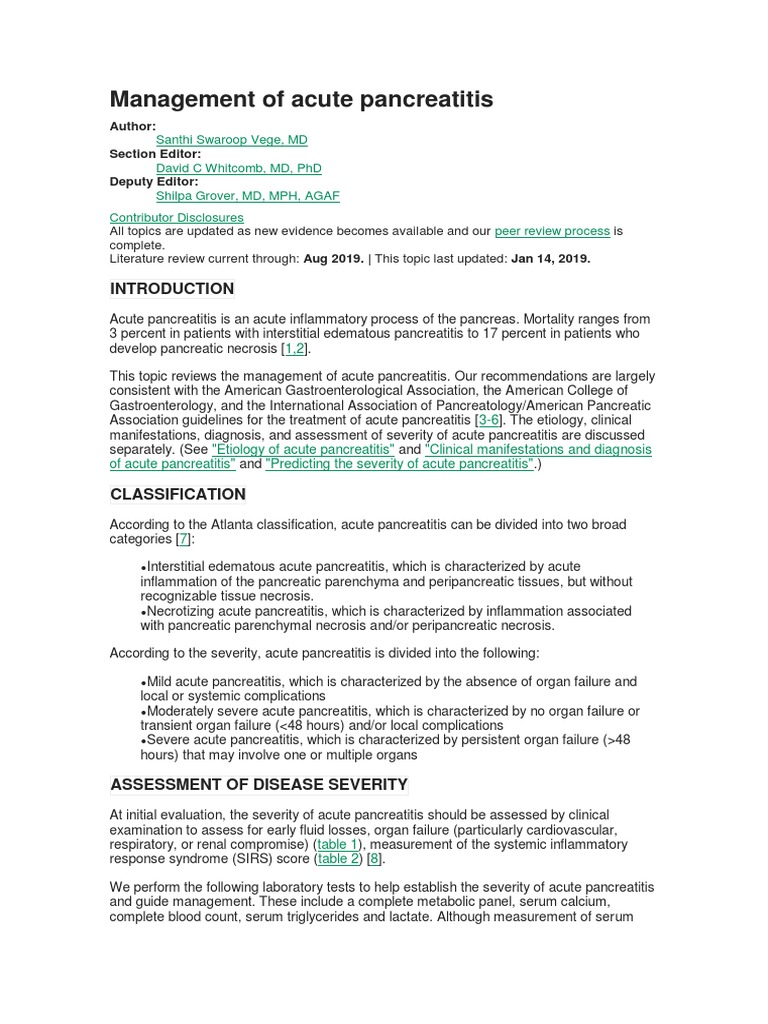 Acute Pancreatitis Management Guide | PDF | Medical Specialties ...