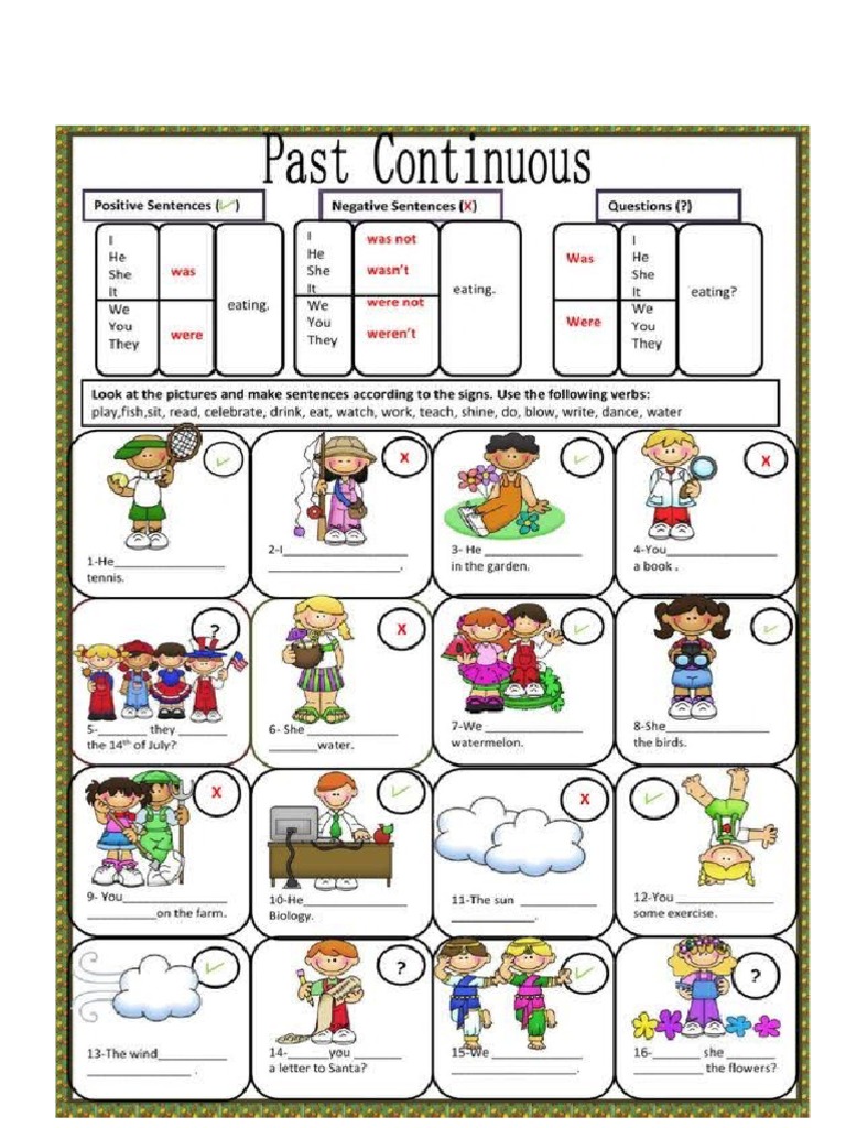 Past Continuous Worksheet 8 | PDF