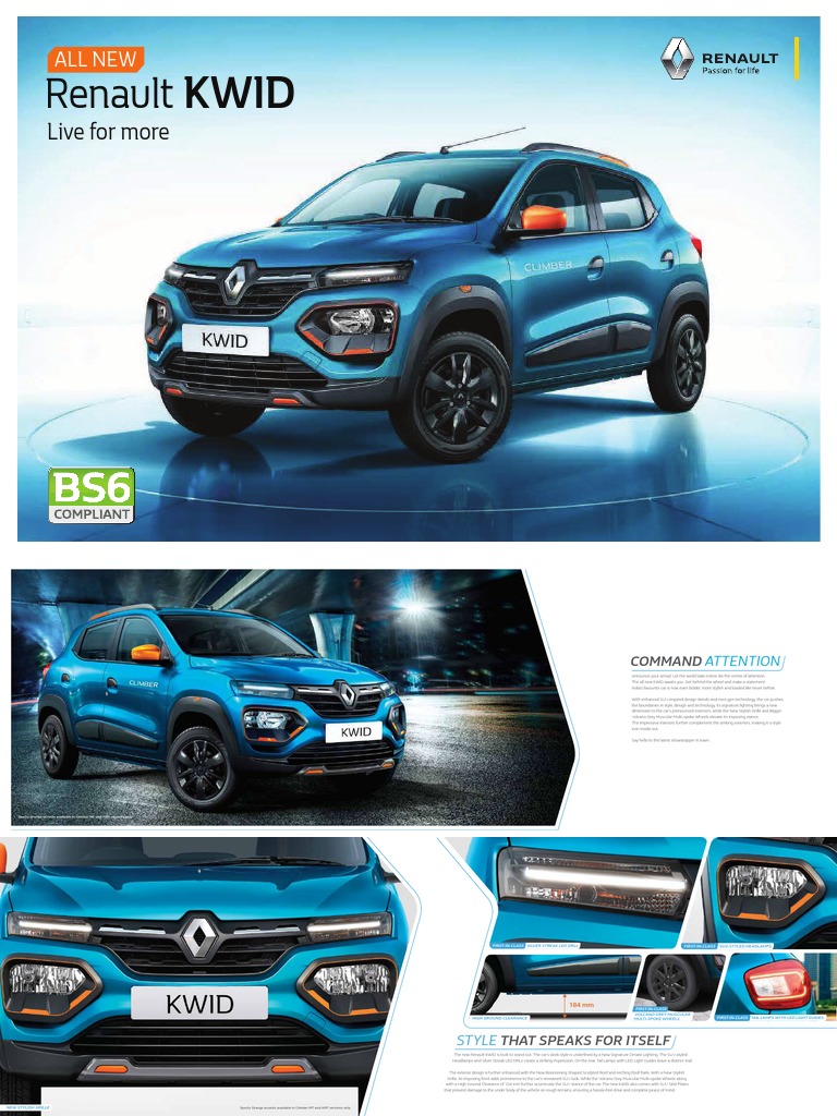 Renault KWID Phase 2 Brochure BS6 Logo Integration | PDF | Motor ...