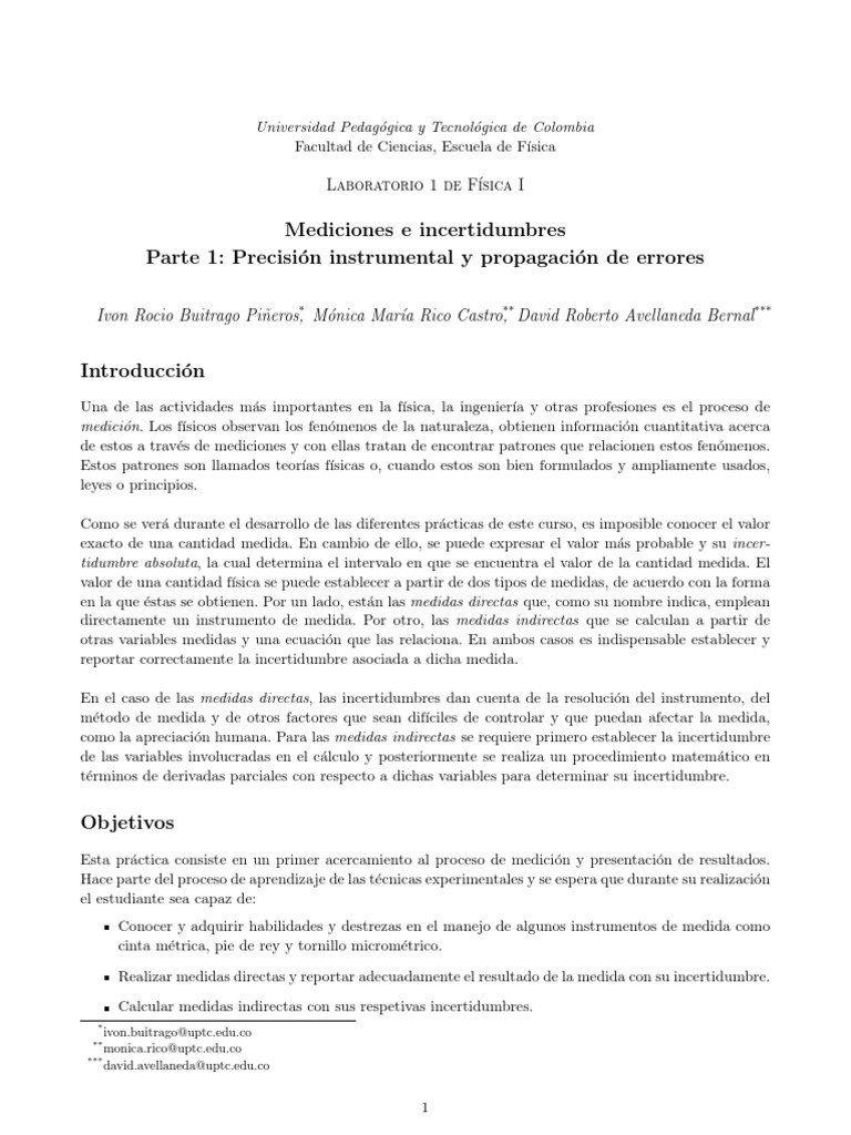 Mediciones e Incertidumbres en Física | PDF | Medición | Enseñanza de ...