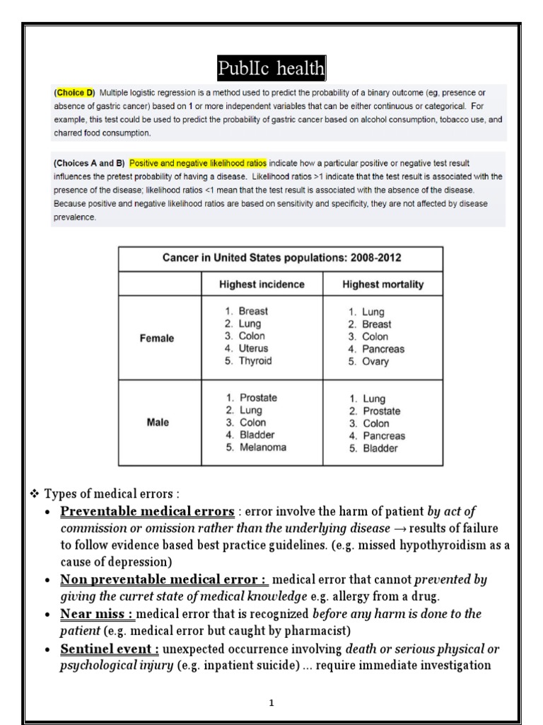 Understanding Medical Errors and Biostatistics | PDF | Sensitivity And ...