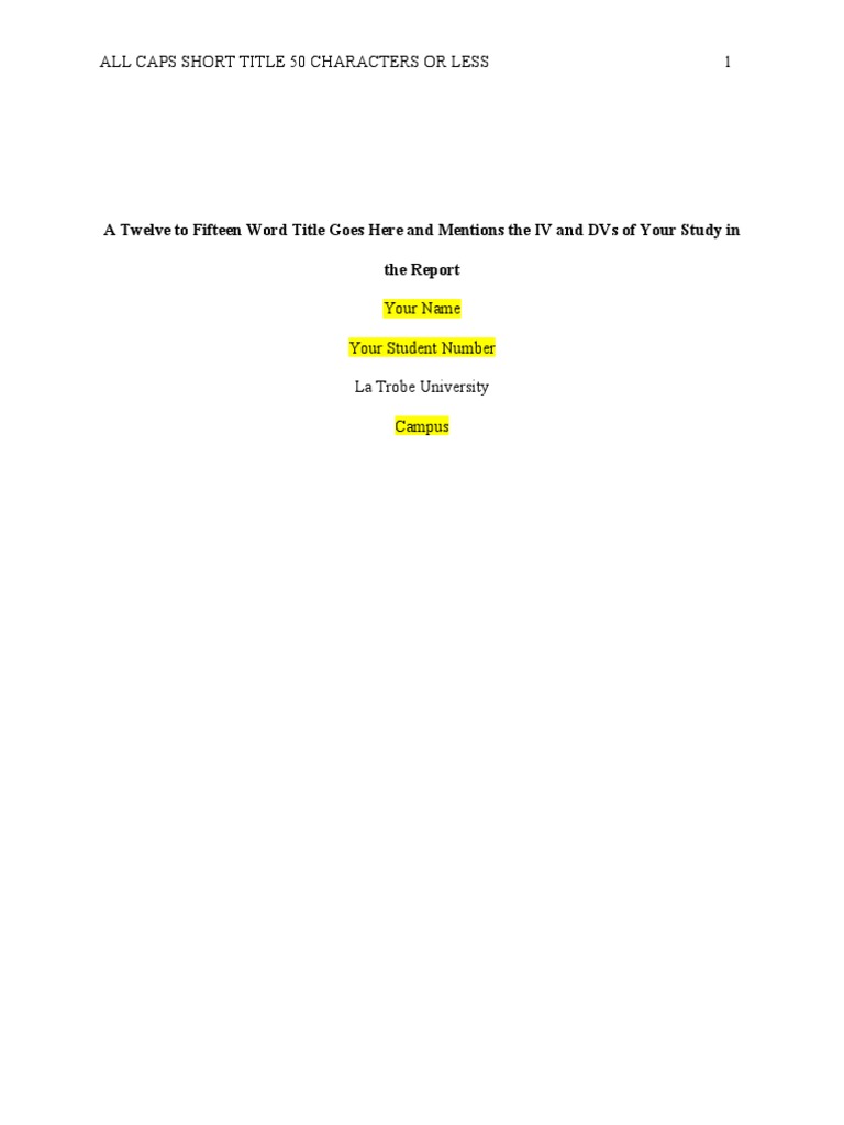 APA 7th Edition Lab Report Template | PDF | Hypothesis | Apa Style