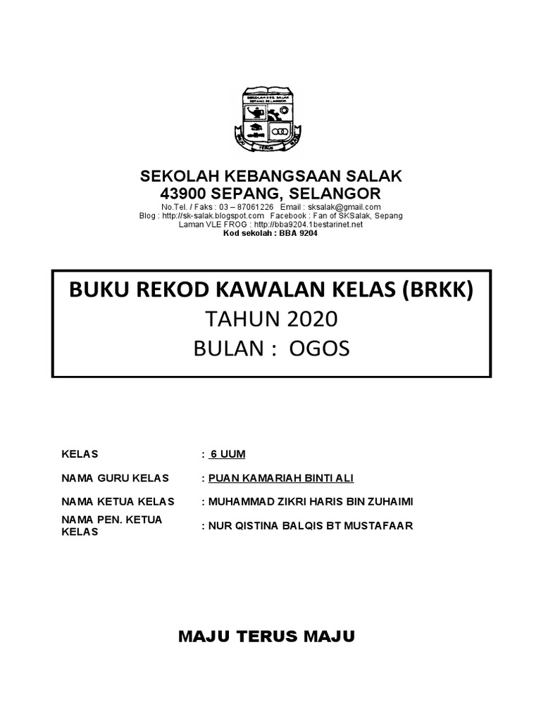 Cover Buku Rekod K. Kelas 2020 | PDF