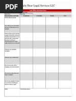 Legal office checklist page with structured rows for reviewing file-closing tasks