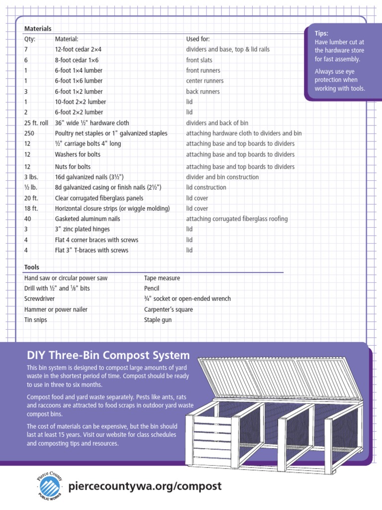DIY Three-Bin Compost System: Materials | PDF | Screw | Manufactured Goods
