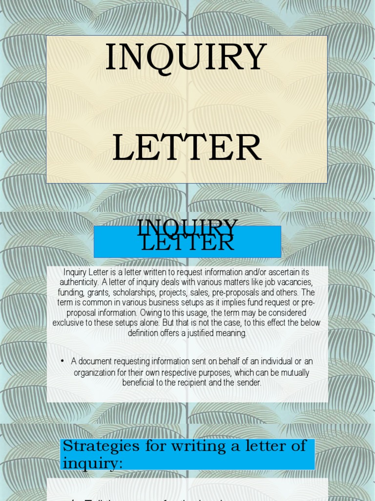 Guidelines for Writing Effective Inquiry and Response Letters | PDF ...
