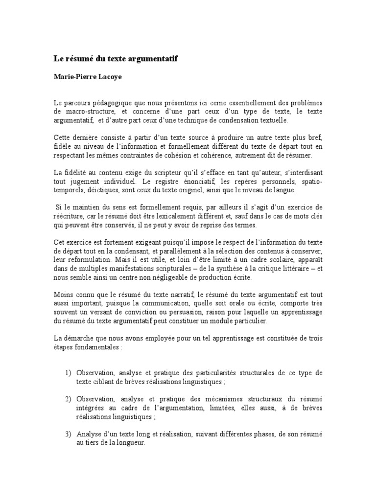 Resume Texte Argument At If Pdf Logique Cognition