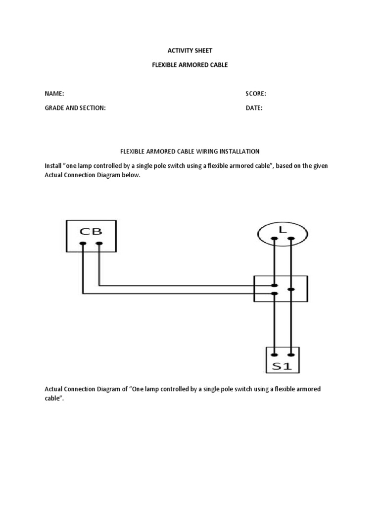 Activity Sheet Flexible Armored Cable PDF Electrical Wiring