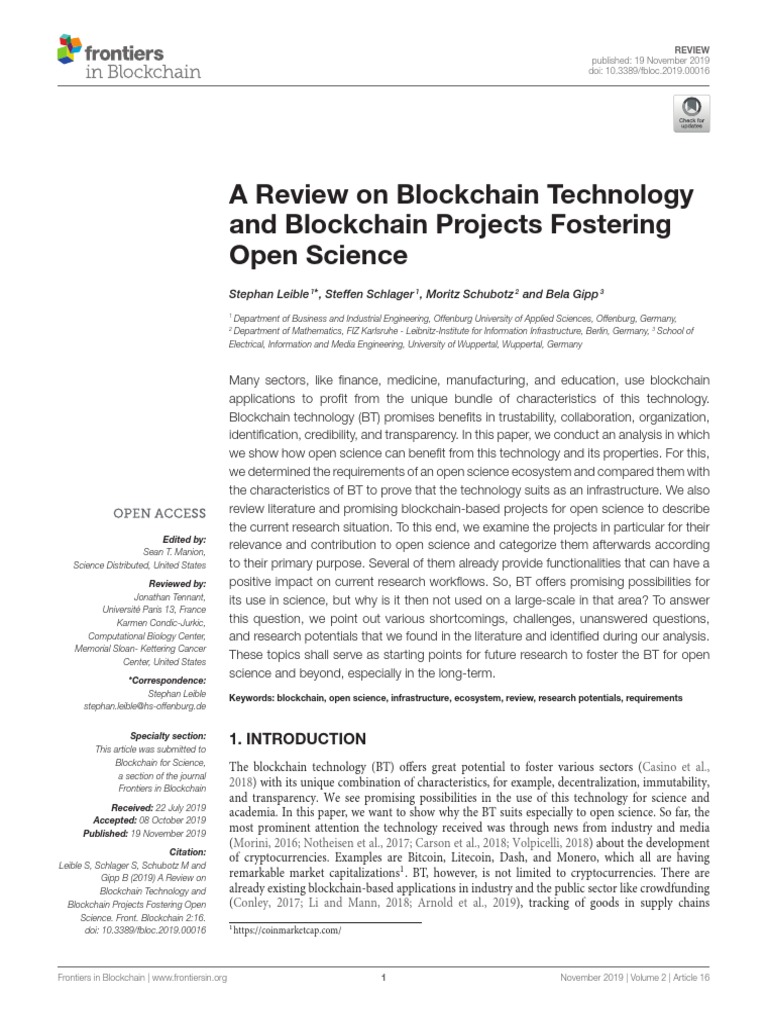 A Review On Blockchain Technology | PDF | Science | Computing And ...