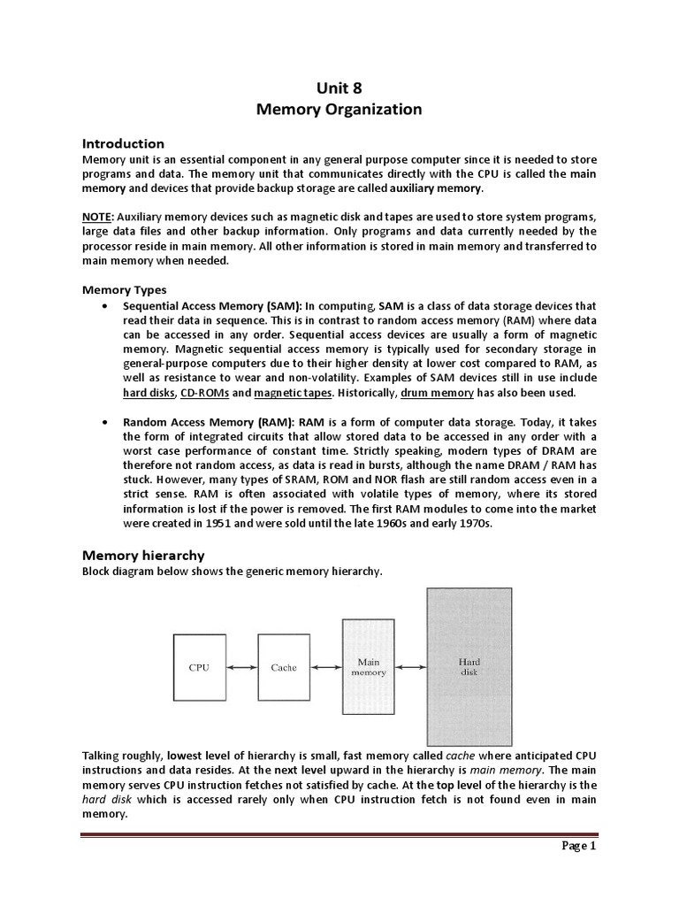 Computer Architecture Notes VIII | PDF | Computer Data Storage | Random ...