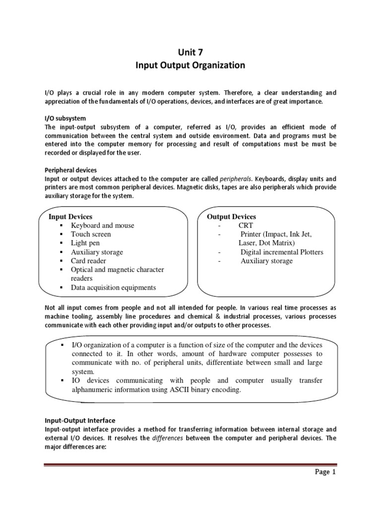 Understanding Computer I/O Systems | PDF | Input/Output | Computer Data ...
