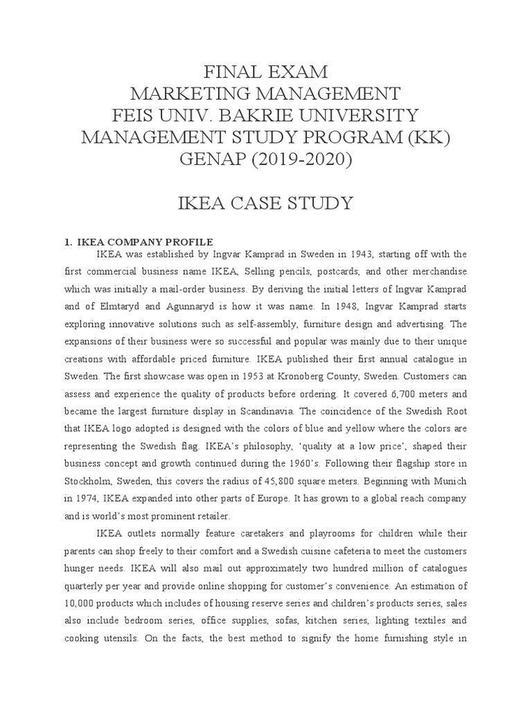 IKEA Marketing Exam Case Study | PDF | Market Segmentation | Pricing