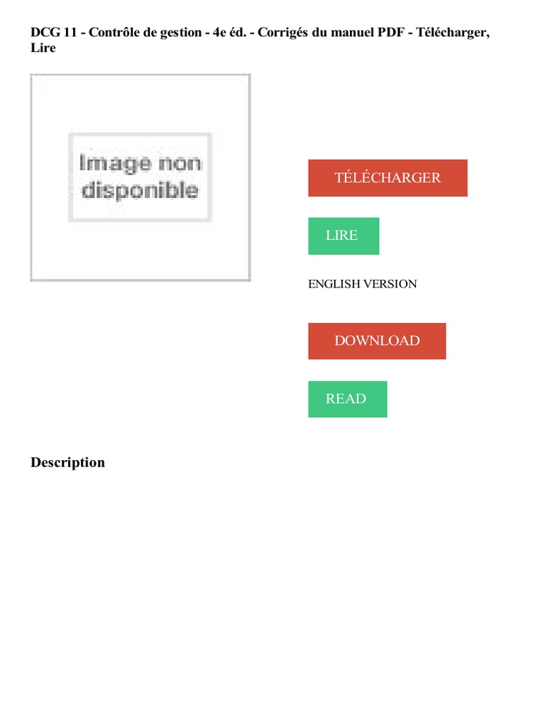 Dcg 11 Dunod Corrigé Du Manuel Pdf DCG 11 - Contrôle de Gestion - 4e Éd. - Corrigés Du Manuel PDF -  Télécharger, Lire | PDF | Livres numériques | Édition