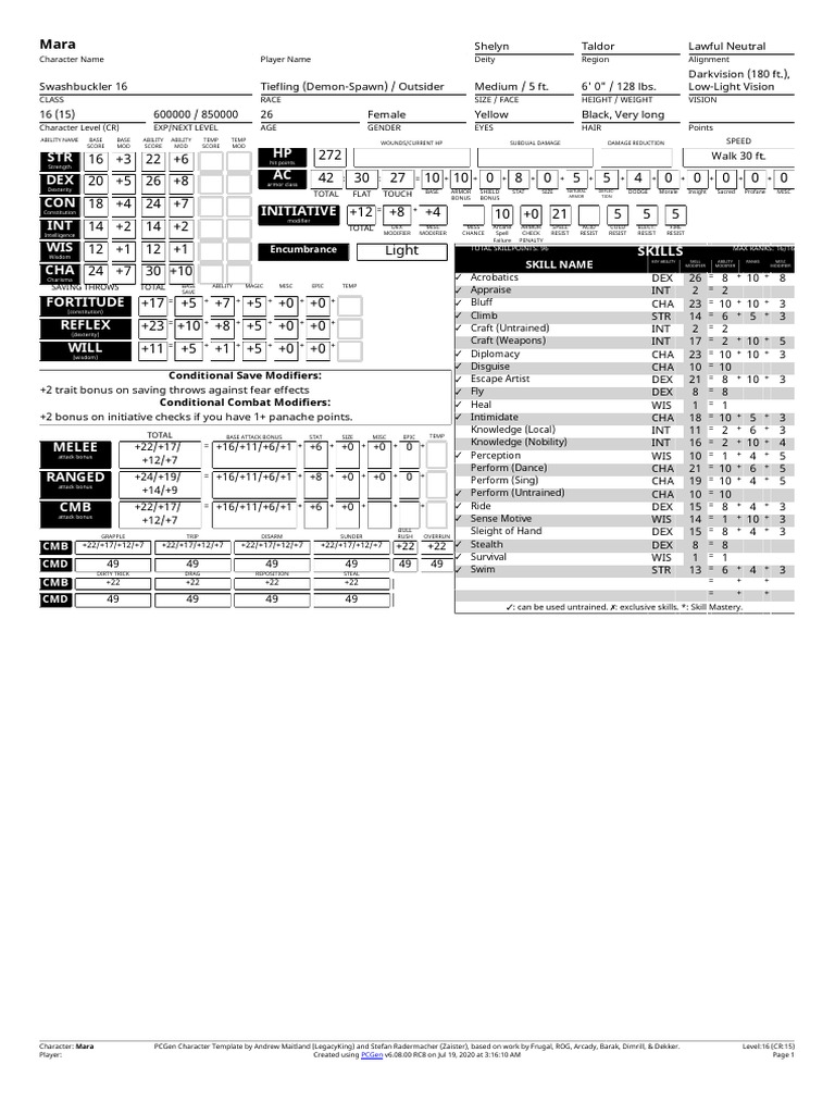 HP AC Initiative STR DEX CON INT WIS CHA Fortitude Reflex Will Skills ...