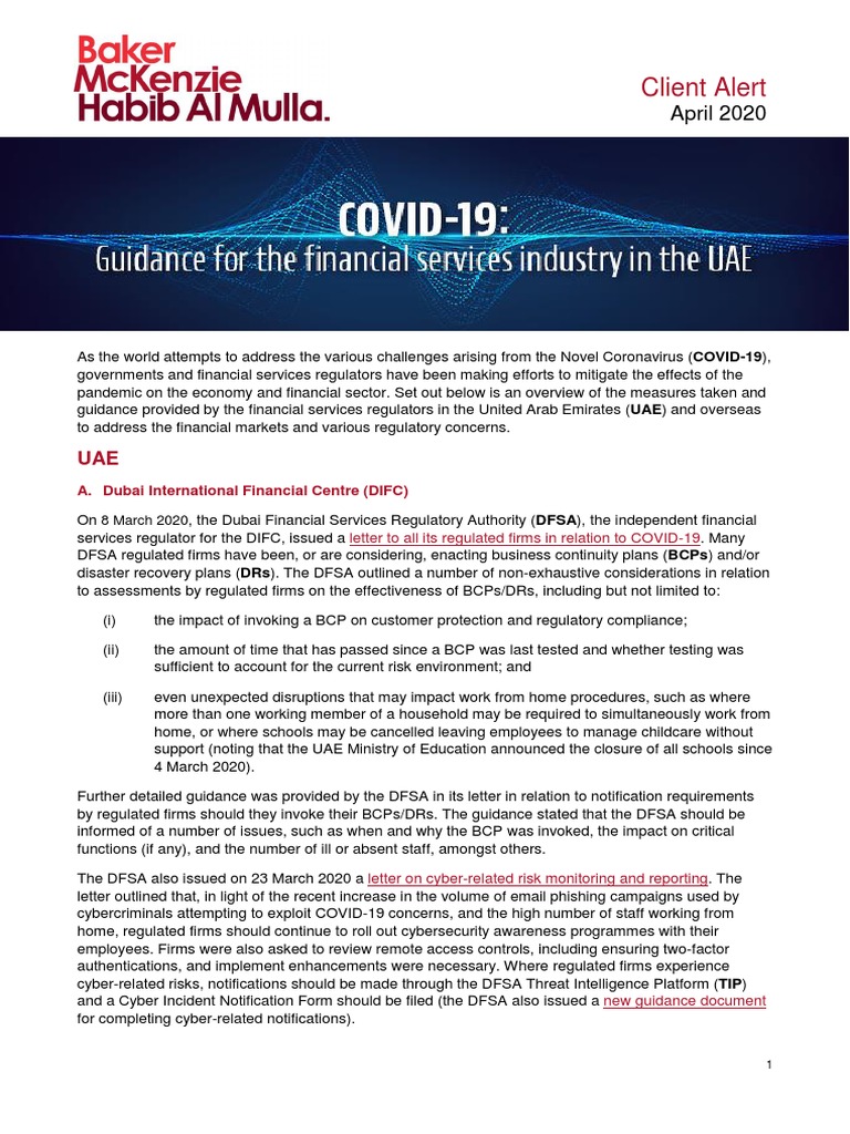 BMHAM Client Alert COVID-19 Guidance For The Financial Services ...