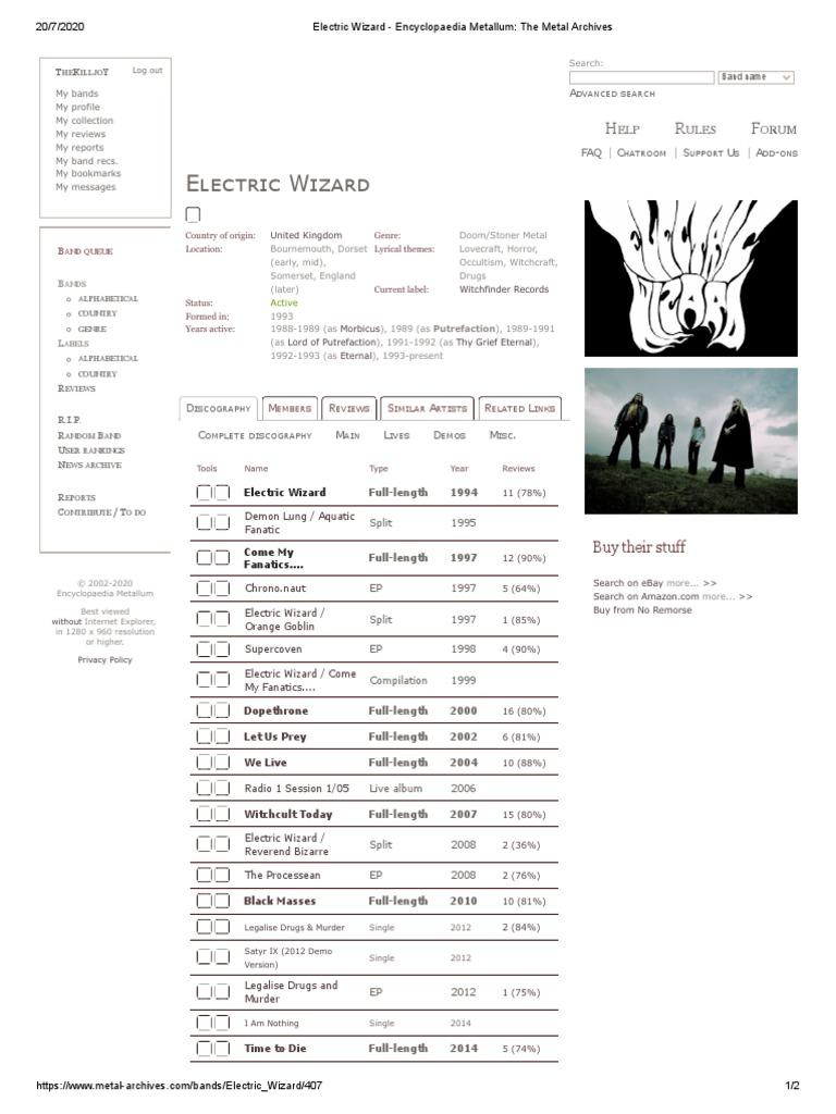 Electric Wizard - Encyclopaedia Metallum - The Metal Archives | PDF ...
