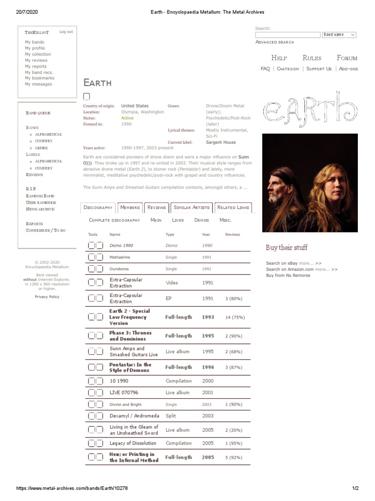 Earth Encyclopaedia Metallum The Metal Archives Pdf Heavy Metal