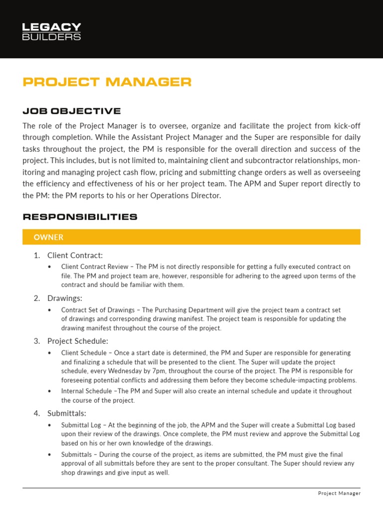 Project Manager: Job Objective | PDF | Accounts Payable | Business