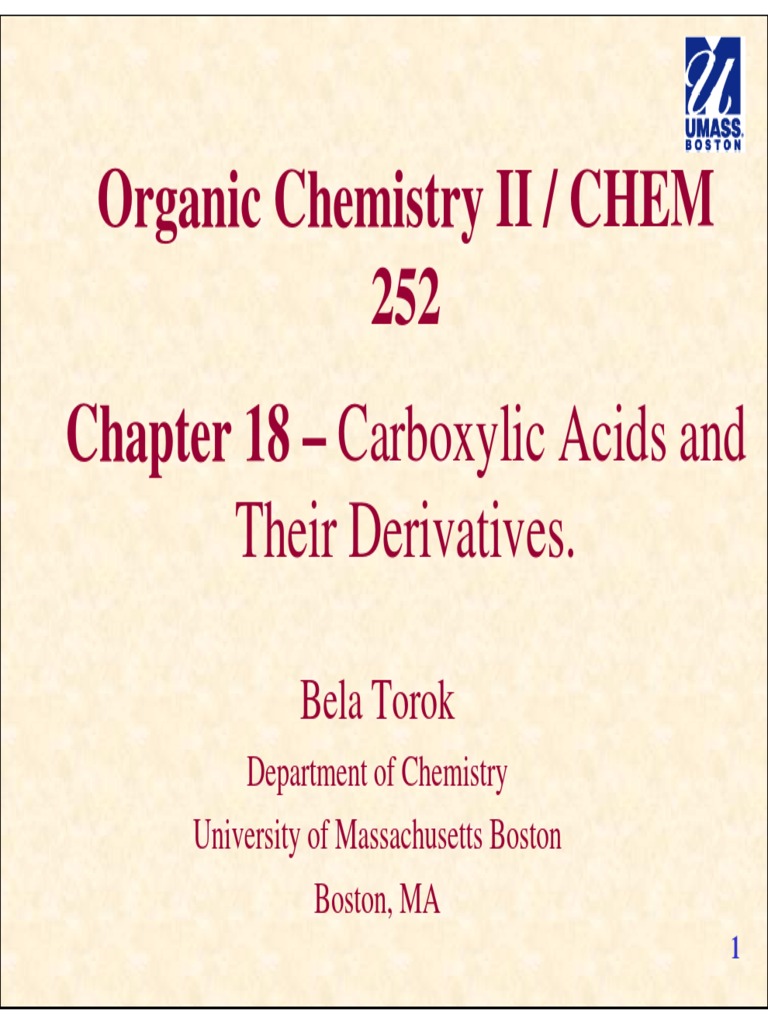 Organic Chemistry II / CHEM 252 Chapter 18 - Carboxylic Acids and | PDF ...
