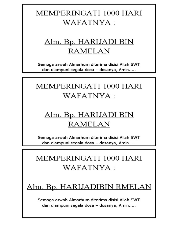 Ucapan Memperingati 1000 Hari
