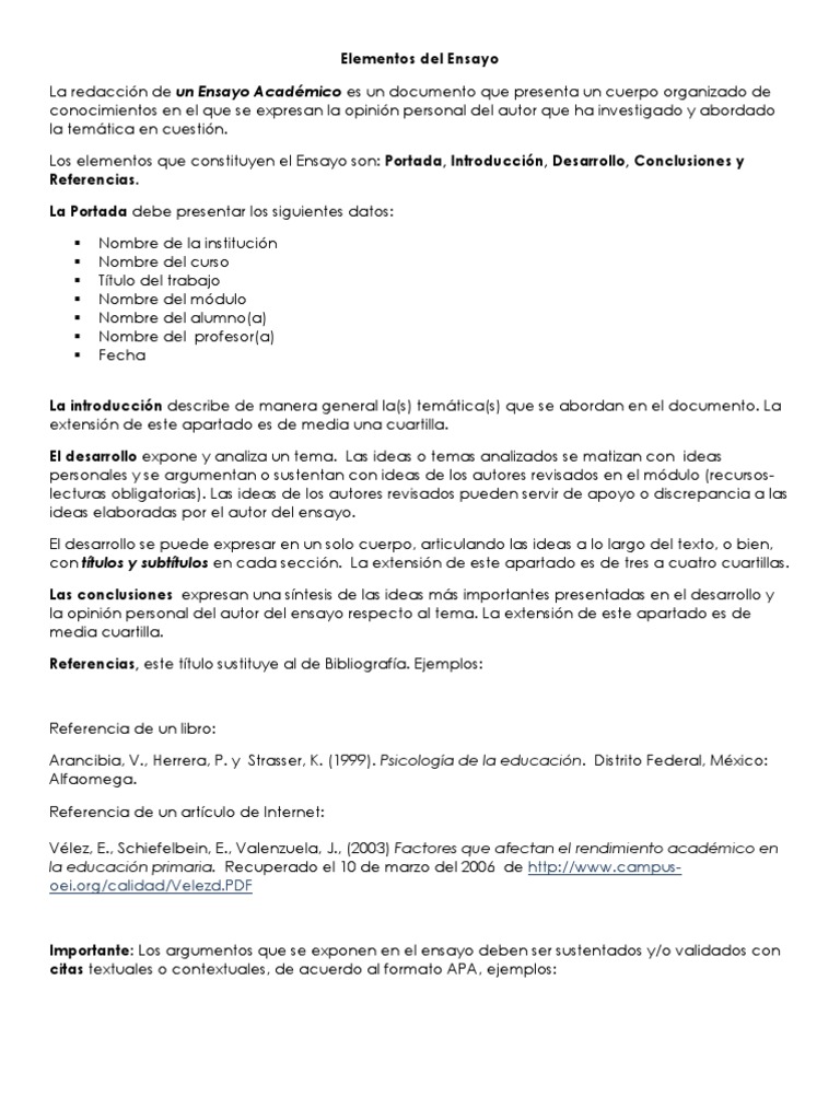 Elementos Del Ensayo