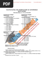 ListaFacultati - Ro Subiecte Admitere Universitatea Bucuresti Psihologie 2005