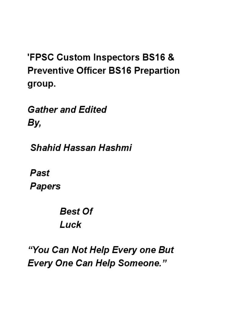FIA Inspector Past Papers Guide | PDF | Muhammad Ali Jinnah | Pakistan