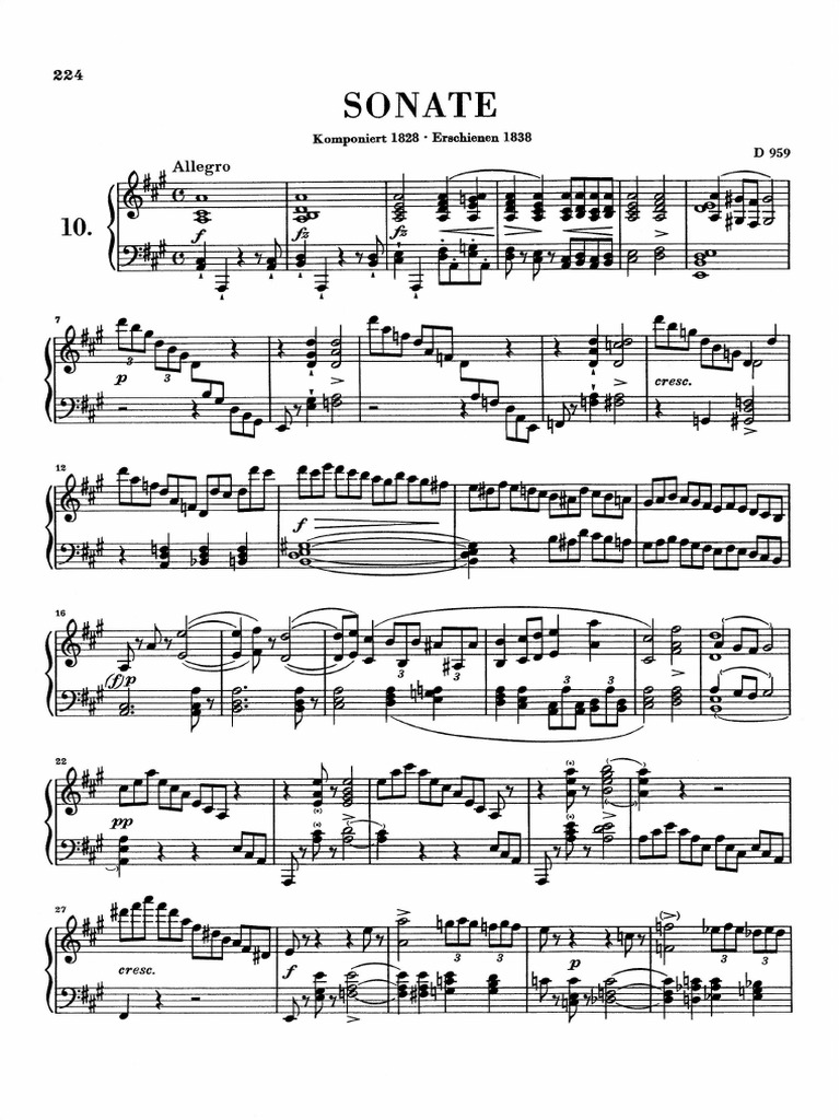 Schubert - Piano Sonata in A D959 (Henle) | PDF