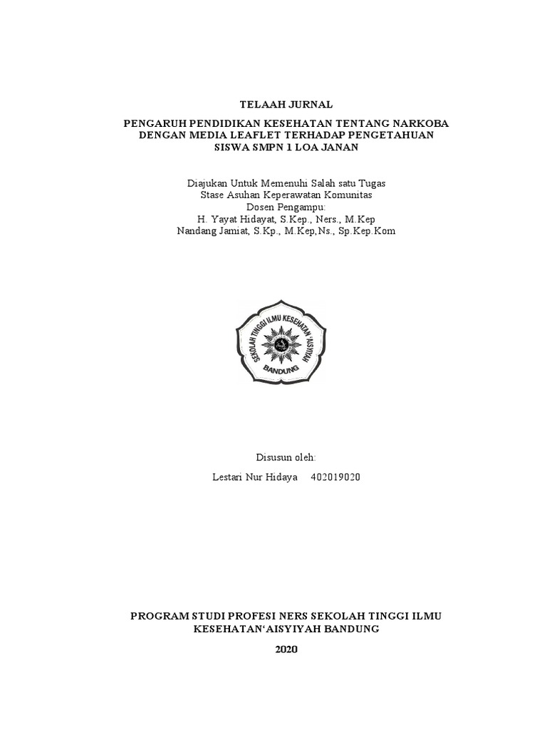 Pengaruh Leaflet Narkoba pada Siswa SMP | PDF | Sains & Matematika