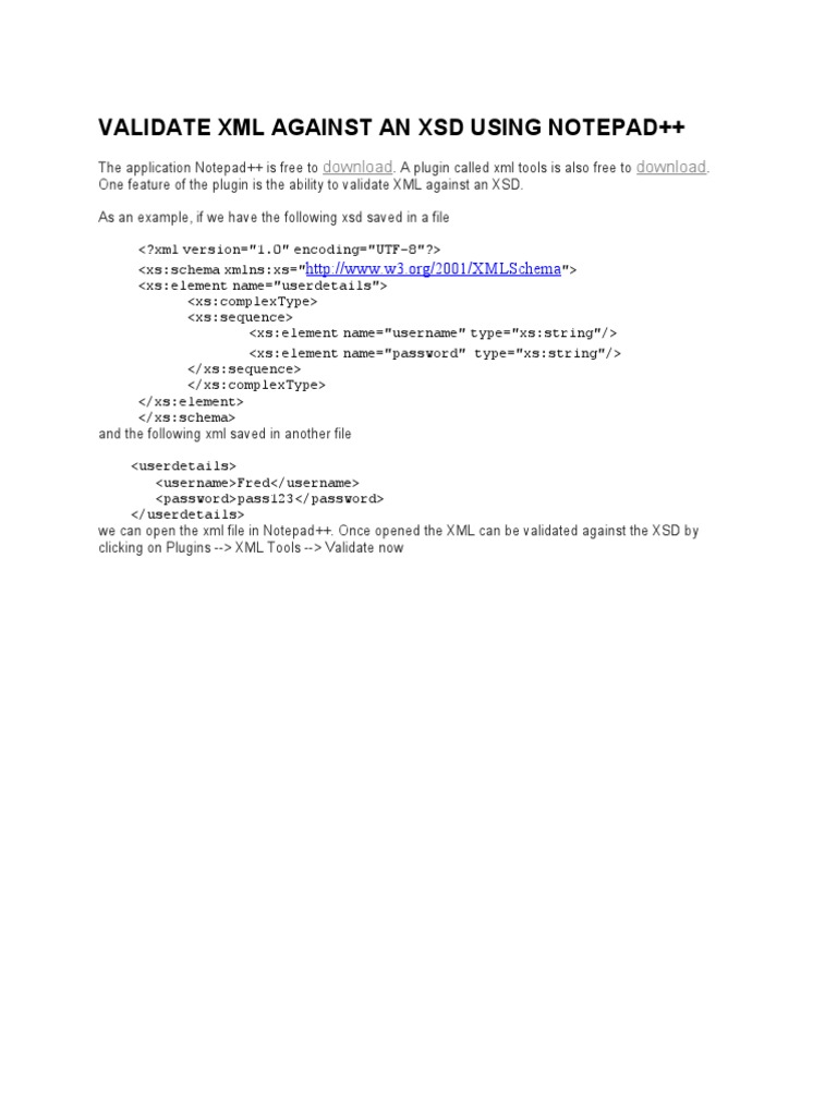 Validate XML Against An XSD Using Notepad++ | Download Free PDF | Xml ...
